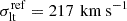 $ \sigma_{\mathrm{lt}}^{\mathrm{r e f}}= 217\,\text{ km s}^{-1} $