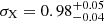 $ \sigma_{\mathrm{X}}=0.98_{-0.04}^{+0.05} $
