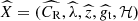 $ \widehat{X} = (\widehat{C_{\mathrm{R}}},\widehat{\lambda},\widehat{z},\widehat{g_{\mathrm{t}}}, \mathcal{H}) $