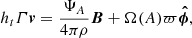$$ \begin{aligned} h_{t}\varGamma \boldsymbol{v} = \dfrac{\Psi _{A}}{4\pi \rho }\boldsymbol{B} + \Omega (A)\varpi \boldsymbol{\hat{\phi }}, \end{aligned} $$