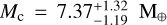 $M_{\mathrm{c}}=7.37_{-1.19}^{+1.32} \mathrm{M}_{\oplus}$