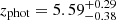 $ z_{\mathrm{phot}} = 5.59^{+0.29}_{-0.38} $