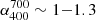 $ \alpha_{400}^{700}\sim1{-}1.3 $