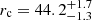 $ r_{\mathrm{c}}=44.2^{+1.7}_{-1.3} $