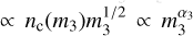 $p_3\left(m_3\right) \propto n_{\rm c}(m_3) m_3^{1/2}\propto m_3^{\alpha_3}$