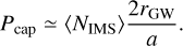 $P_{\rm cap} \simeq \langle N_{\rm IMS}\rangle \frac{2r_{\rm GW}}{a}.$