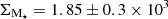 $ \Sigma _{{\textrm {M}}_{\star }} = 1.85\pm 0.3 \times 10^3 $