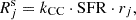 $$ \begin{aligned} R_j^\mathrm{s} = k_{\rm CC} \cdot \mathrm{SFR} \cdot r_j, \end{aligned} $$