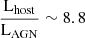 $ \frac{\mathrm{L}_{\mathrm{host}}}{\mathrm{L_{AGN}}} \sim 8.8 $