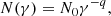 $$ \begin{aligned} N(\gamma ) = N_0 \gamma ^{-q}, \end{aligned} $$