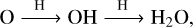 $\[\mathrm{O} \xrightarrow{\mathrm{H}} \mathrm{OH} \xrightarrow{\mathrm{H}} \mathrm{H}_2 \mathrm{O},\]$