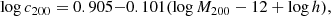 $$ \begin{aligned} \log {c_{200}} = 0.905{-} 0.101(\log {M_{200}} - 12 + \log {h}), \end{aligned} $$