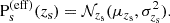 $$ \begin{aligned} {\mathrm{P}_\mathrm{s} ^{(\mathrm{eff} )}}(z_{\mathrm{s} }) = \mathcal{N} _{z_{\mathrm{s} }}(\mu _{z_{\mathrm{s} }},\sigma _{z_{\mathrm{s} }}^2). \end{aligned} $$