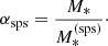 $$ \begin{aligned} \alpha _{\mathrm{sps} } = \frac{M_*}{M_*^{(\mathrm{sps} )}}\cdot \end{aligned} $$