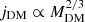 $ j_{\mathrm{DM}} \propto M_{\mathrm{DM}}^{2/3} $