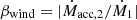 $ \beta _{{\textrm {wind}}}= |{\dot {M}}_{{{\textrm {acc}}},2}/{\dot {M}}_1| $