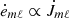 $ {\dot {e}}_{m\ell }\propto {\dot {J}}_{m\ell } $