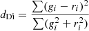 $ d_{\text{Di}}=\frac{\sum(g_i - r_i)^2}{\sum(g_i^2 + r_i^2)} $