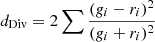 $ d_{\text{Div}} = 2\sum\frac{(g_i - r_i)^2}{(g_i + r_i)^2} $