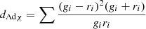 $ d_{\text{Ad}\chi}= \sum\frac{(g_i - r_i)^2(g_i + r_i)}{g_i r_i} $