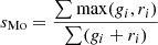 $ s_{\text{Mo}}=\frac{\sum\max(g_i,r_i)}{\sum(g_i + r_i)} $