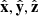 $ {\hat{\mathbf{x}}},{\hat{\mathbf{y}}},{\hat{\mathbf{z}}} $
