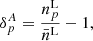 $$ \begin{aligned} \delta _p^A = \frac{n_p^{\mathrm{L} }}{\bar{n}^{\mathrm{L} }}-1, \end{aligned} $$