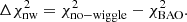 $$ \begin{aligned} \Delta \chi ^2_{\mathrm{nw}} = \chi ^2_{\mathrm{no-wiggle}} - \chi ^2_{\mathrm{BAO}}. \end{aligned} $$