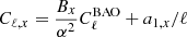 $ C_{\ell, x} =\frac{B_x}{\alpha^2} C_\ell^{\mathrm{BAO}}+a_{1,x}/\ell $
