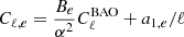 $ C_{\ell, e} = \frac{B_e}{\alpha^2} C_\ell^{\mathrm{BAO}}+a_{1,e}/\ell $