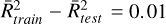 $\bar{R}_{{train}}^{2}-\bar{R}_{{test}}^{2}= 0.01$