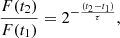 $$ \begin{aligned} \frac{F(t_{2})}{F(t_{1})} = 2^{-\frac{(t_{2}-t_{1})}{\tau }}, \end{aligned} $$