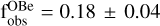 $\mathrm{f}_{\text {obs}}^{\mathrm{OBe}}=0.18 \pm 0.04$