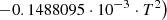 $ \phantom{10^{-13}\cdot(} \left.-0.1488095\cdot 10^{-3}\cdot T^2\right) $