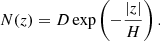 $$ \begin{aligned} N(z) = D\,{\mathrm{exp}}\left(-\frac{|z|}{H}\right). \end{aligned} $$