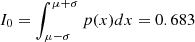 $ I_0=\int _{\mu -\sigma }^{\mu +\sigma }p(x)dx = 0.683 $