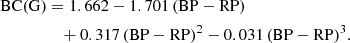 $$ \begin{aligned} \mathrm{BC(G)}&= 1.662 - 1.701\, (\mathrm{BP} - \mathrm{RP})\nonumber \\&\quad + 0.317\, (\mathrm{BP} - \mathrm{RP})^2 - 0.031\, (\mathrm{BP} - \mathrm{RP} )^3. \end{aligned} $$