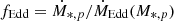 $ f_{\mathrm{Edd}} = \dot{M}_{*,p}/\dot{M}_{\mathrm{Edd}}(M_{*,p}) $