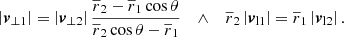 $$ \begin{aligned} \left| \boldsymbol{v}_{\perp 1} \right| = \left| \boldsymbol{v}_{\perp 2} \right| \frac{\overline{r}_2 - \overline{r}_1 \cos \theta }{\overline{r}_2 \cos \theta - \overline{r}_1}&\quad \wedge \quad \overline{r}_2 \left| \boldsymbol{v}_{\mathrm{l} 1} \right| = \overline{r}_1 \left| \boldsymbol{v}_{\mathrm{l} 2} \right|. \end{aligned} $$