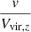 $ \frac{v}{V_{\mathrm{vir},z}} $