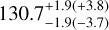 $130.7_{ - 1.9( - 3.7)}^{ + 1.9( + 3.8)}$