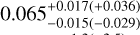 $0.065_{ - 0.015( - 0.029)}^{+ 0.017( + 0.036)}$