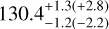 $130.4_{ - 1.2( - 2.2)}^{+ 1.3( + 2.8)}$