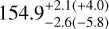 $154.9_{ - 2.6( - 5.8)}^{+ 2.1( + 4.0)}$