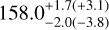 $158.0_{ - 2.0( - 3.8)}^{+ 1.7( + 3.1)}$