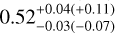 $0.52_{ - 0.03( - 0.07)}^{+ 0.04( + 0.11)}$