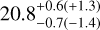 $20.8_{ - 0.7( - 1.4)}^{ + 0.6( + 1.3)}$