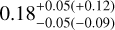 $0.18_{ - 0.05( - 0.09)}^{ + 0.05( + 0.12)}$