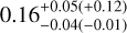 $0.16_{ - 0.04( - 0.01)}^{ + 0.05( + 0.12)}$
