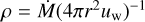 $\[\rho=\dot{M}\left(4 \pi r^{2} u_{\mathrm{w}}\right)^{-1}\]$